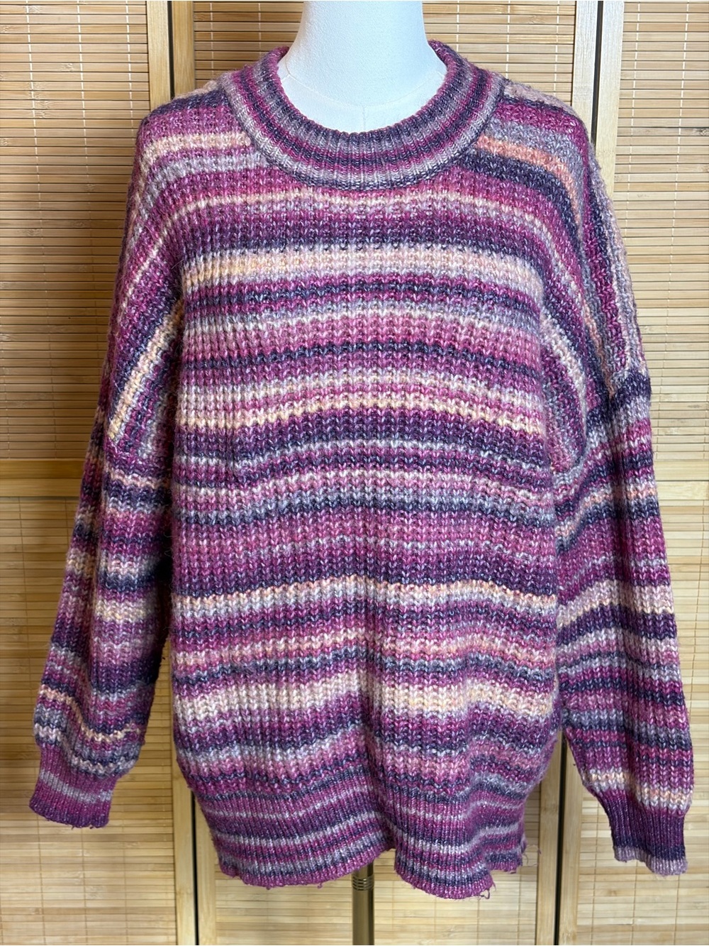 Sonoma Striped Purple and Cream Crewneck Sweater